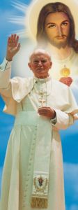 Baner Jezus Miłosierny i Święty Jan Paweł II 75x200 cm