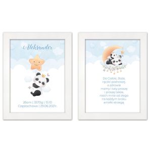 Zestaw 2 obrazków dla dzieci modlitwa, metryczka z personalizacją