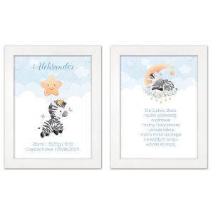 Zestaw 2 obrazków dla dzieci modlitwa, metryczka z personalizacją