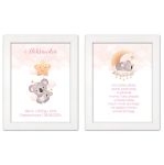 Zestaw 2 obrazków dla dzieci modlitwa, metryczka z personalizacją