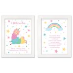 Zestaw 2 obrazków dla dzieci modlitwa, metryczka z personalizacją