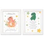 Zestaw 2 obrazków dla dzieci modlitwa, metryczka z personalizacją