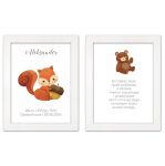 Zestaw 2 obrazków dla dzieci modlitwa, metryczka z personalizacją