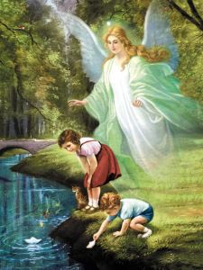 Plakat do pokoju dziecka Anioł Stróż z dziećmi