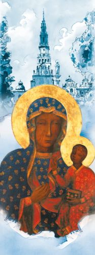 Baner religijny Matka Boża Częstochowska - 75x200 cm