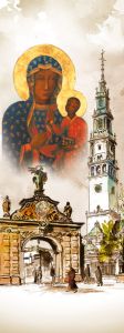 Baner religijny Matka Boża Częstochowska - 75x200 cm