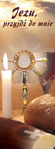 Baner na I Komunię Świętą "Jezu przyjdź do mnie" 75x200 cm