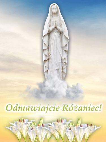 Baner na Różaniec "Odmawiajcie różaniec.." 75x100cm