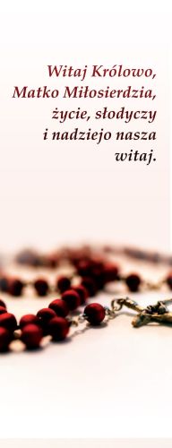 Baner na Różaniec "Witaj Królowo.." 50 x 130 cm