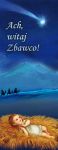 Baner na Boże Narodzenie,  "Ach witaj Zbawco", niebieski 75x200cm