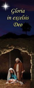 Baner na Boże Narodzenie, "Gloria in Excelsis Deo" granatowy z gwiazdą 75x200cm