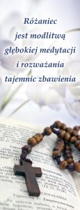 Baner na Różaniec "Różaniec jest modlitwą.." 50x130 cm