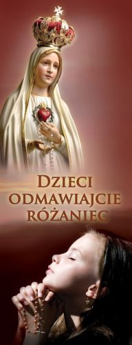 Baner na Różaniec "Dzieci odmawiajcie różaniec .." 50x130 cm