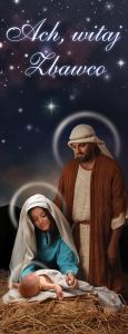 Baner na Boże Narodzenie "Ach, witaj zbawco" 50x130 cm