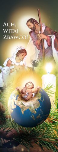 Baner na Boże Narodzenie "Ach, witaj zbawco!" 50x130 cm