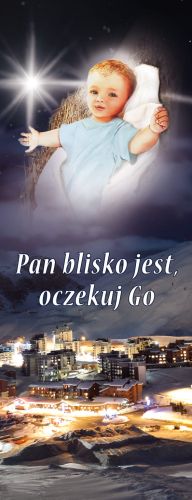 Baner na Boże Narodzenie "Pan blisko jest oczekuj Go"  50x130 cm