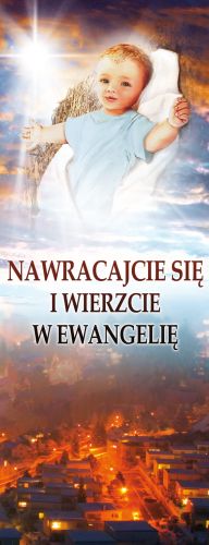 Baner na Boże Narodzenie "Nawracajcie się i wierzcie" 50x130 cm