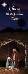Baner na Boże Narodzenie, "Gloria in Excelsis Deo" granatowy z gwiazdą 50x130 cm