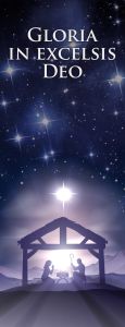 Baner na Boże Narodzenie, "Gloria in Excelsis Deo" granatowy z małymi gwiazdami 50x130 cm