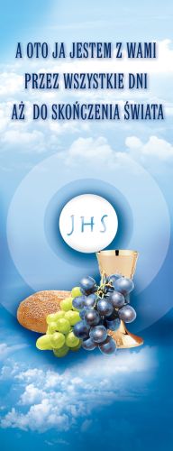 Baner na Boże Ciało "A oto jestem.." 50x130 cm