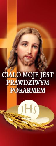 Baner na Boże Ciało "Ciało moje jest.." 50x130 cm