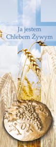 Baner na Boże Ciało "Ja jestem chlebem żywym" 50x130 cm