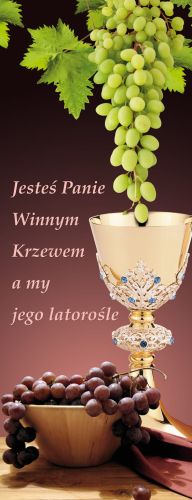 Baner na Boże Ciało "Jesteś Panie.." bordowy 50x130 cm