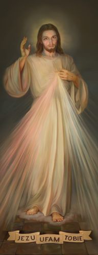 Baner religijny Jezus Miłosierny - "Jezu Ufam Tobie" 50x130 cm