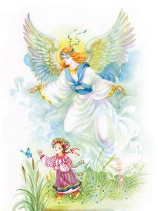 Plakat do pokoju dziecka Anioł Stróż z dzieckiem