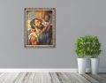 Obraz religijny na płótnie Święty Krzysztof - rama drewniana ze złotym paskiem