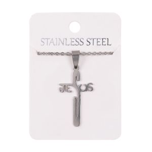 Naszyjnik - krzyżyk - JESUS - Stainless Steel