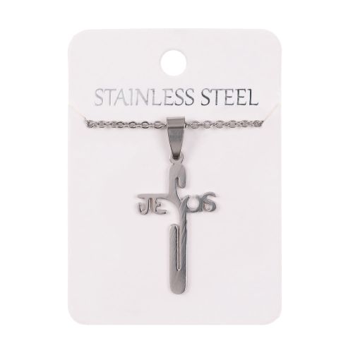 Naszyjnik - krzyżyk - JESUS - Stainless Steel