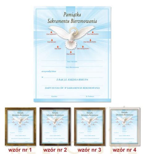 Pamiątka Bierzmowania w ramce - Duch Święty