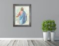 Obraz religijny na płótnie Jezus Chrystus w ramie srebrnej