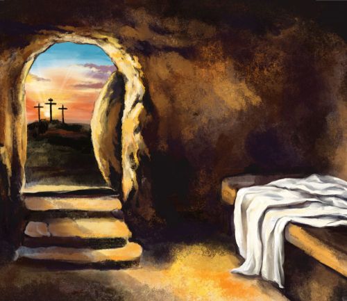 Tło do Grobu Pańskiego, trzy krzyże 150x130cm