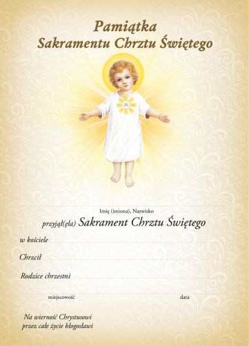 Pamiątka Sakramentu Chrztu Świętego - 25 sztuk
