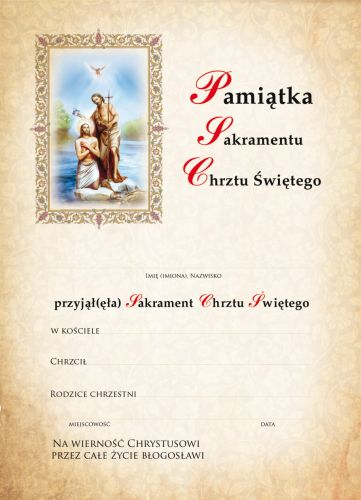 Pamiątka Sakramentu Chrztu Świętego - 25 sztuk