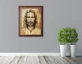 Obraz religijny na płótnie Jezus Chrystus w ramie drewnianej ze złotym paskiem