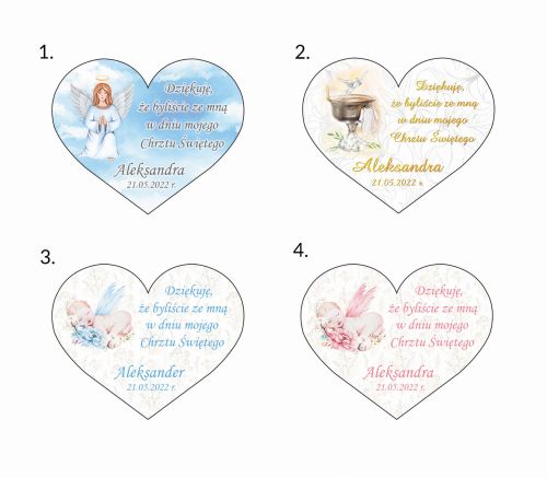 Podziękowanie dla Gości na Chrzest magnes personalizacja