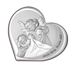 Srebrny obrazek z Aniołem Stróżem + dedykacja