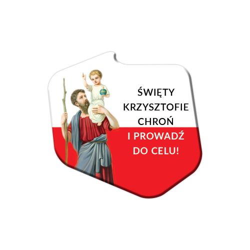 Święty Krzysztof plakietka samochodowa - samoprzylepna
