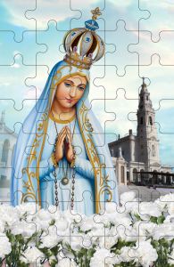 Puzzle Matka Boża Fatimska z kwiatami - 10 szt.