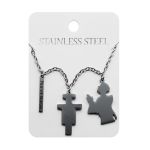 Naszyjnik - św. Franciszek z Asyżu - Pax et Bonum - Krzyż z San Damiano - Stainless Steel