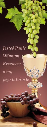 Baner na Boże Ciało "Jesteś Panie.." bordowy 75x200 cm