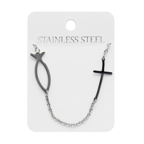 Naszyjnik - rybka - Ichtys - krzyż - Stainless Steel