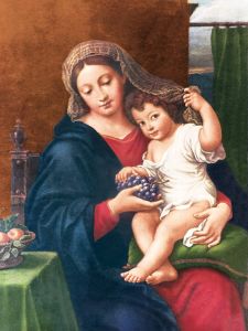 Plakat religijny Matka Boża z Dzieciątkiem.