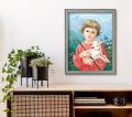 Obraz Jezus z barankiem rama vintage szara