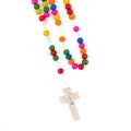 Różaniec drewniany  z kolorowymi koralikami