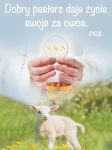 Baner religijny "Dobry Pasterz daje życie swoje" 75x100 cm