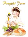 Baner na Pierwszą Komunię Świętą "Przyjdź Jezu" 75x100 cm